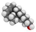 Bombykol insect pheromone molecule. Atoms are represented as spheres with conventional color coding: hydrogen (white), carbon (