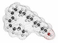 Bombykol insect pheromone molecule. Atoms are represented as spheres with conventional color coding: hydrogen (white), carbon (