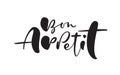 Bon Appetit calligraphy lettering vector black text for food blog kitchen. Hand drawn cute quote design cooking element