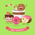 Bon Appetit. Funny Cartoon Characters Banner.