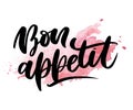 Bon appetit hand drawn lettering. Vector illustration