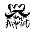Bon Appetit hand drawn vector lettering. Vector illustration sketch