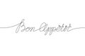 BON APPETIT handwritten inscription. Hand drawn lettering. alligraphy. One line drawing of phrase Vector illustration