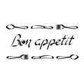 Bon appetit inscription. Vector illustration. Modern brush calligraphy. Hand drawn Text Isolated on white background