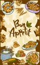 Bon appetit italian pasta concept banner, hand drawn style