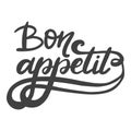 Bon appetit. The phrase in French for the design of advertising booklets and menus. Hand lettering brush and ink