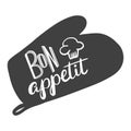 Bon appetit. The phrase in French for the design of advertising booklets and menus. Hand lettering brush and ink