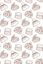 Bon Appetit. Seamless Pattern with Cute cakes and pies.