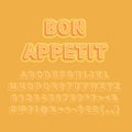 Bon appetit vintage 3d vector alphabet set