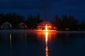 Bon fire on the beach in front of a resort at CocoDiMama Eleuthera Bahamas Royalty Free Stock Photo