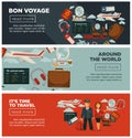 Bon voyage around world and time to travel posters