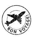 Bon voyage black rubber stamp with silhouette of airplane Royalty Free Stock Photo