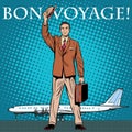 Bon voyage businessman passenger airport Royalty Free Stock Photo