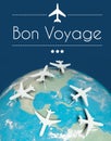 Bon Voyage concept, airplanes on earth
