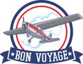Bon Voyage, label design, vector illustration