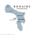 Bonaire, Netherlands, gray political map, island in the Caribbean