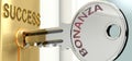 Bonanza and success - pictured as word Bonanza on a key, to symbolize that Bonanza helps achieving success and prosperity in life