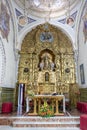Bonares, Huelva, Spain - August 14, 2020: Main altar of the Church of Our Lady of the Assumption in the town of Bonares, Huelva,