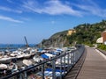 BONASSOLA, LIGURIA, ITALY - AUGUST 29, 2019: View of the pedestrian / cycle path connecting the villages of Framura