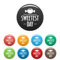 Bonbon candy sweet icons set color Royalty Free Stock Photo