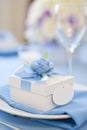 Bonbonniere candy-box and napkin on dish Royalty Free Stock Photo