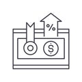 Bond interest rate icon, linear isolated illustration, thin line vector, web design sign, outline concept symbol with