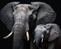 A Bond of Love: An Elephant Mother and Her Baby Calf Royalty Free Stock Photo