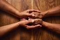 The bond we share can never be broken. High angle shot of an unrecognizable senior couple holding hands together over a Royalty Free Stock Photo