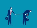 Bondage. Manager controlling his subordinates. Concept business vector illustration