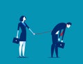 Bondage. Manager controlling his subordinates. Concept business vector illustration