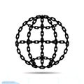 Bondage outline Globe Element In Trendy Style. Chain Icon in world connection symbol for your web site design, logo, app, UI. Vect