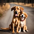 Bonded dogs best friends - ai generated image