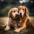 Bonded dogs best friends - ai generated image