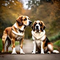 Bonded dogs best friends - ai generated image