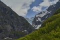 Bondhusbreen Glacier hanging over the Bondhusvatnet Lake Royalty Free Stock Photo