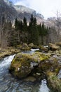 Bondhusdalen Valley near the village of Sunndal, the Bondhuselva River in the background of the mountains, Norway