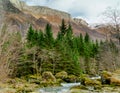 Bondhusdalen Valley near the village of Sunndal, the Bondhuselva River in the background of the mountains, Norway Royalty Free Stock Photo