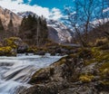 Bondhusdalen Valley near the village of Sunndal, the Bondhuselva River in the background of the mountains, Norway Royalty Free Stock Photo