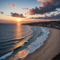 Bondi Beach at sunrise, Sydney Australia made with Generative AI