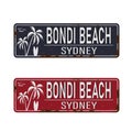 Bondi Beach Sydney Australia tin rusty web sign Royalty Free Stock Photo