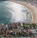 Bondi Beach, Sydney. Sunset aerial view from helicopter