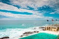 Bondi Beach view at open swimming pool with ocean Royalty Free Stock Photo