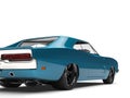 Bondi blue vintage American muscle car - taillight cut shot