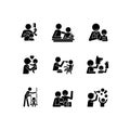 Bonding activity black glyph icons set on white space