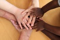 Hands layering and depicting racial harmony. Royalty Free Stock Photo