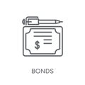 Bonds linear icon. Modern outline Bonds logo concept on white ba
