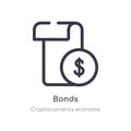 bonds outline icon. isolated line vector illustration from cryptocurrency economy collection. editable thin stroke bonds icon on