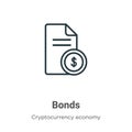 Bonds outline vector icon. Thin line black bonds icon, flat vector simple element illustration from editable cryptocurrency