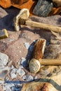 Bone axes and flint stone tools