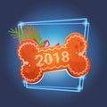 Bone With 2018 On Blue Background New Year Decoration Design